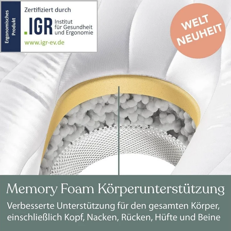 Traumreiter Seitenschläferkissen Traumreiter U Visco Kissen mit Bezug Velour Deluxe – Bild 1