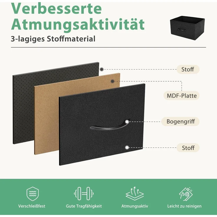 DUMOS Stauraumschrank Kommode mit Stoffschubladen, Stoffkommode für Schlafzimmer Geeignet Schubladenschränke – Bild 5