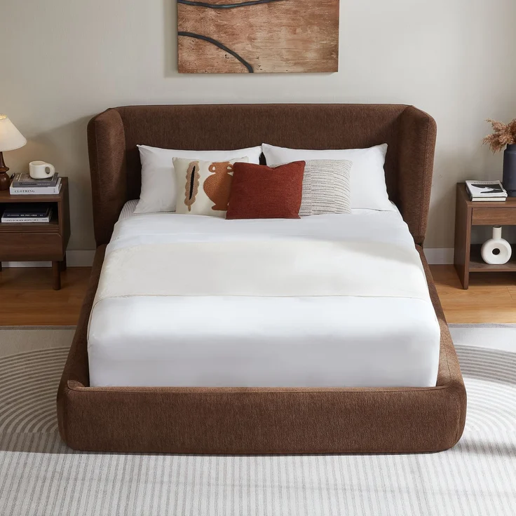 EINHOM 140x200 cm Kompressionsbett. Bettgestell mit gepolstertem Kopfteil,verstärktem Stahlrahmen,ohne Boxspring – einfache Montage, hohe Stabilität,Matratze nicht enthalten – Bild 1