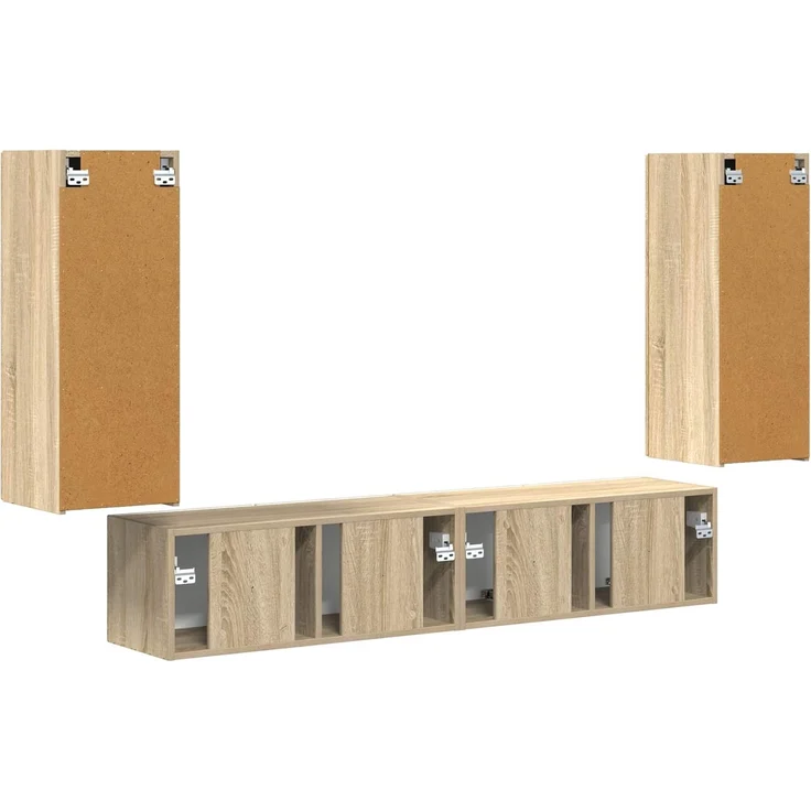 vidaXL TV-Wandregal-Set Wandmontiert 4 pcs Sonoma-Eiche Holzwerkstoff 3408918 – Bild 8