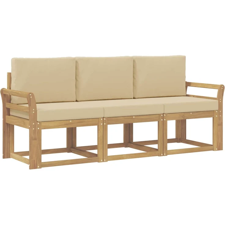 vidaXL Outdoor-Sofagarnitur 3 stk. White and Beige 194 x 63 x 73 cm 3387177 – Bild 2