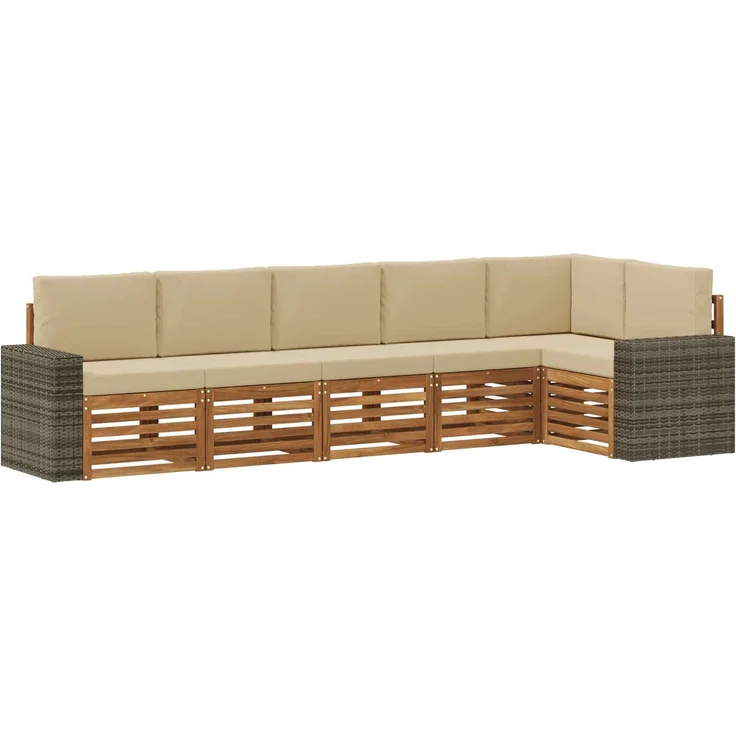 vidaXL Outdoor-Sofagarnitur 6 stk. 6-Sitzer Natur und Beige 3384429 – Bild 2