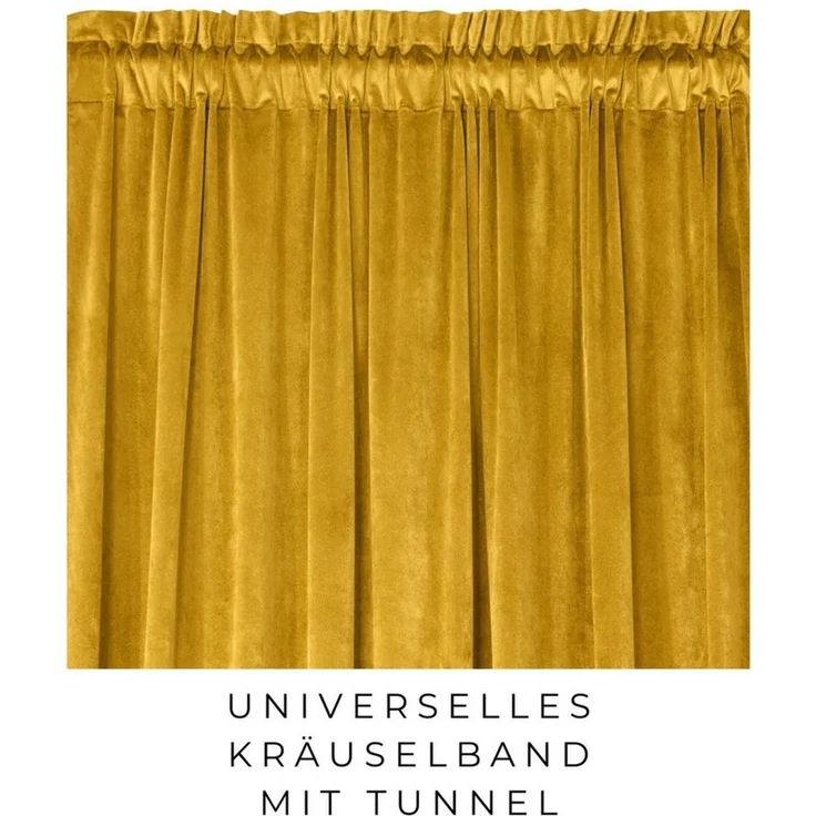 Eurofirany Vorhang VELVET (2 St), Kräuselband, blickdicht, Samt, 2er-Set Vorhang aus Velvet, mit mittlerem Verdunkelungsgrad, Tunnelzug – Bild 4