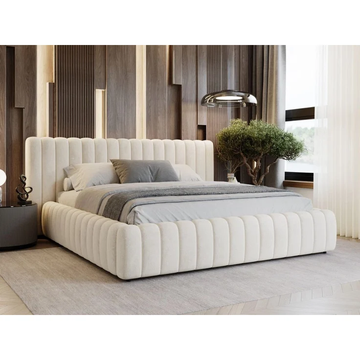 GrainGold Polsterbett mit Bettkästen BLISS, Modern Bett mit Kopfteil - 180x200 cm, Beige (1x Bett) – Bild 5