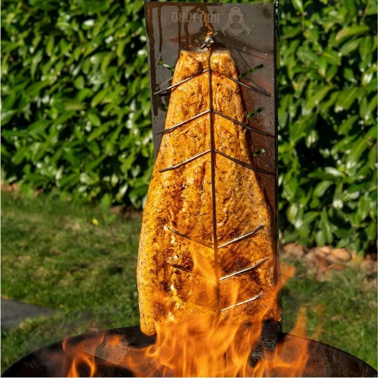 BBQ-Toro Räucherbrett Edelstahl Flammlachsbrett für Fisch (4 Stück), Lachsbrett für Grill, Edelstahl – Bild 1