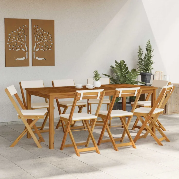 vidaXL Außen Bistro-Stühle 8 stk. Natur und Cremeweiß 3416288 – Bild 3