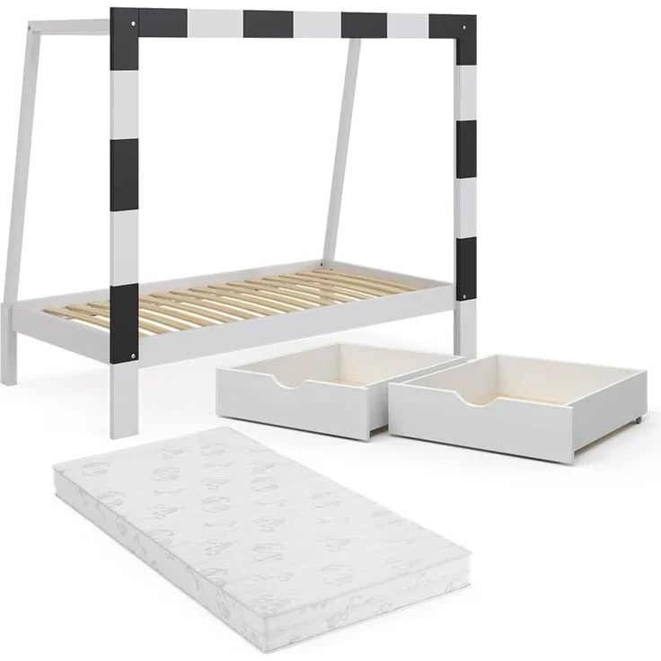Kinderbett Football goal Weiß 178 x 142.5 cm mit Schublade und Matratze Vitalispa – Bild 1
