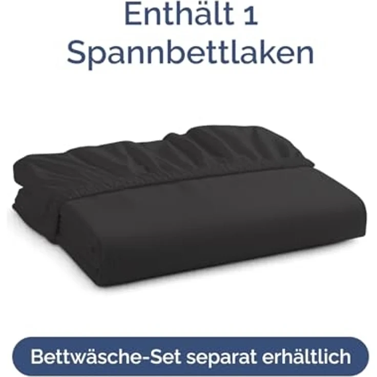 Spannbettlaken 135x190 Schwarz 40 cm Steghöhe - Luxuriöses Spannbetttuch für Einzelbett - Passt auf Matratzen bis zu 40 cm Höhe - Weiches, knitterfreies und atmungsaktives Bettlaken - Einzelpackung – Bild 4