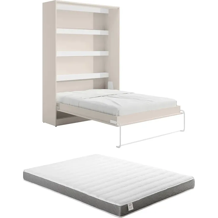 Vente-unique - RAPILI - Schrankbett - Metall - Beige - 179 x 239.2 x 225.2 cm