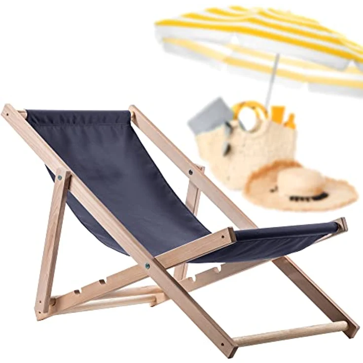 Kadax Holzliegestuhl, Dunkelblau, klappbar, Buchenholz, 53x78 cm, für bis zu 120 kg, UV- und feuchtigkeitsresistent, modernes Design – Bild 11