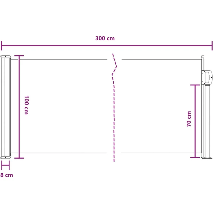vidaXL Ausziehbares Seitenmarkise 300 x 100 cm Polyester Rechtwinklig 42035567 – Bild 7