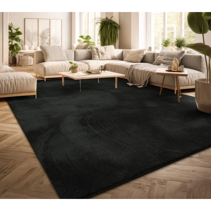 TT Home Teppich Diele, Esszimmer, Flur, Schlafzimmer, Wohnzimmer, Rechteckig, Höhe: 14 mm, Wohnzimmer Kurzflor Einfarbig Modernes Design Waschbar – Bild 2