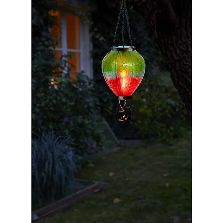 Northpoint LED Gartenleuchte Solar Laterne Heißluftballon Windlicht Außenbereich Grün Lila XL – Bild 3