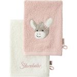 Sterntaler 2er Waschhandschuhe Esel Emmi Girl flora rose uni mit Stickerei und Logo Schriftzug