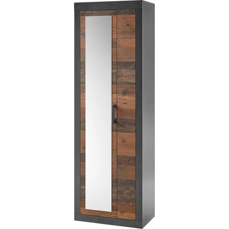 Garderobenschrank Ward in Used Wood Shabby und Matera grau Schuhschrank 65 x 201 cm