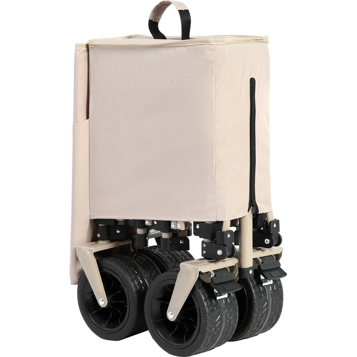 Faltbarer Bollerwagen 300L mit All-Terrain-Rädern, 136x54x60 cm, 100 kg, Beige – Bild 10