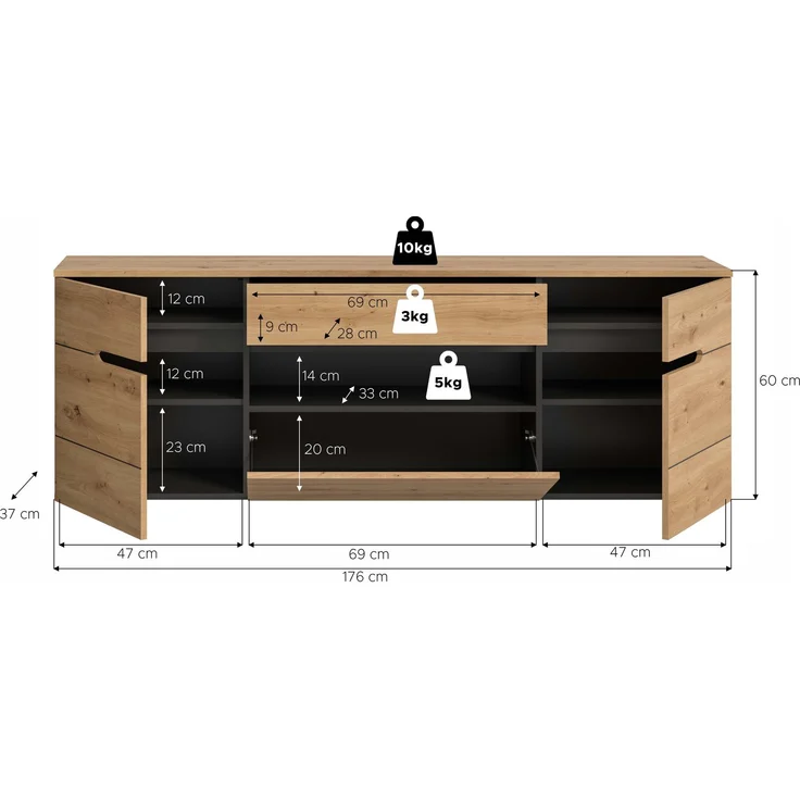 Canu Garderobenschrank hängend in Artisan Nachbildung – Bild 4