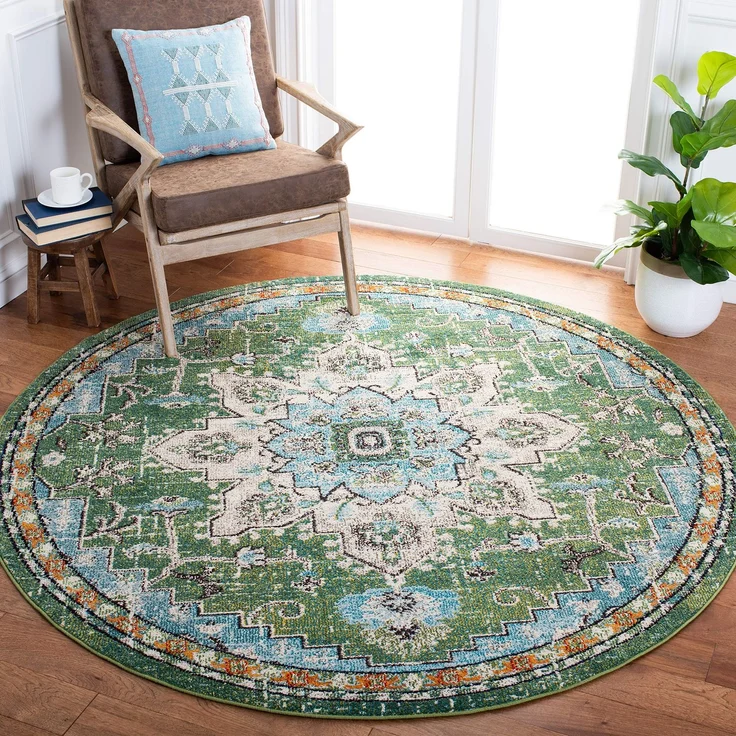 Safavieh Boho Teppich für Wohnzimmer, Esszimmer, Schlafzimmer - Monaco Collection, Kurzer Flor, Pink und Multi, 66x366 cm