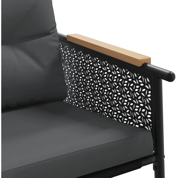 vidaXL Gartenstühle mit Kissen 2 Stk. Schwarz Stahl 4009301 – Bild 6
