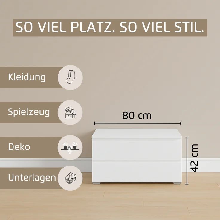 rauch Joel-Extra, TV-Element, Lowboard, 4 Schubladen, Farbe Grau metallic/Eiche Artisan, BxHxT 80x42x42cm – Bild 6