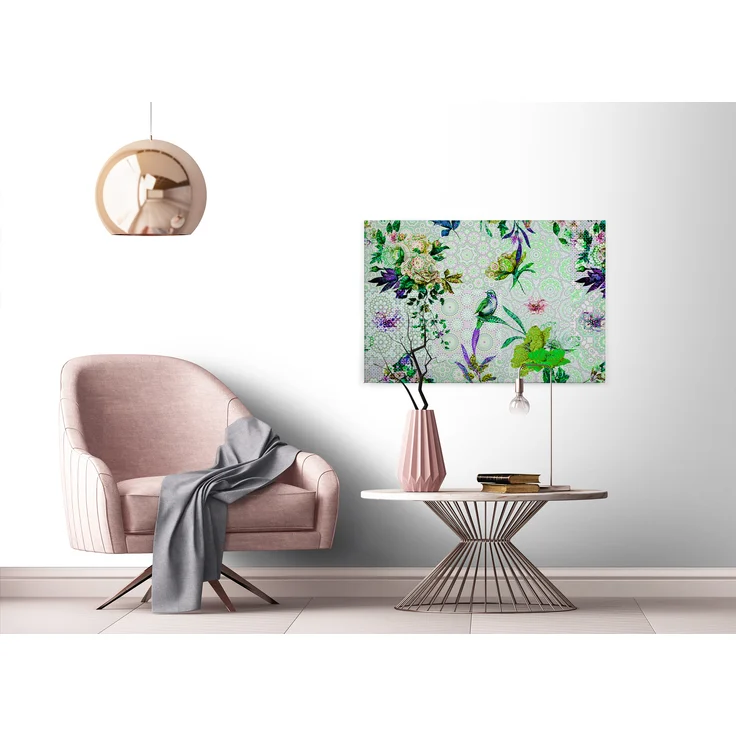 Blumen Leinwandbild Grün Lila 90x60 DD120346 Keilrahmen Mosaik Wandbild Leinwand – Bild 4