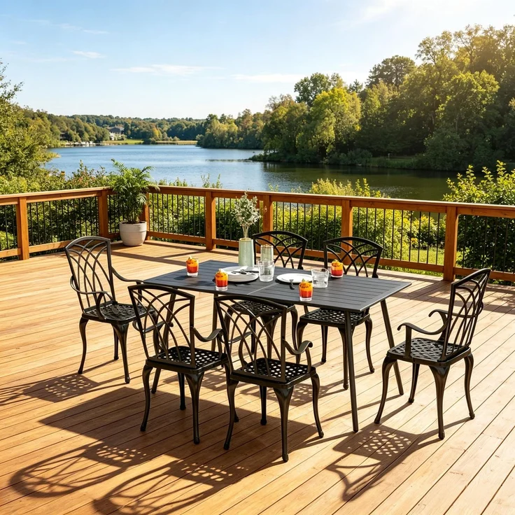 Stilvoller Terrassentisch,Moderner Gartentisch,Praktischer Outdoor-Esstisch,Eleganter Tisch(nur mit Tisch)--Herde--150x80x74cm--YOUDENOVA – Bild 4