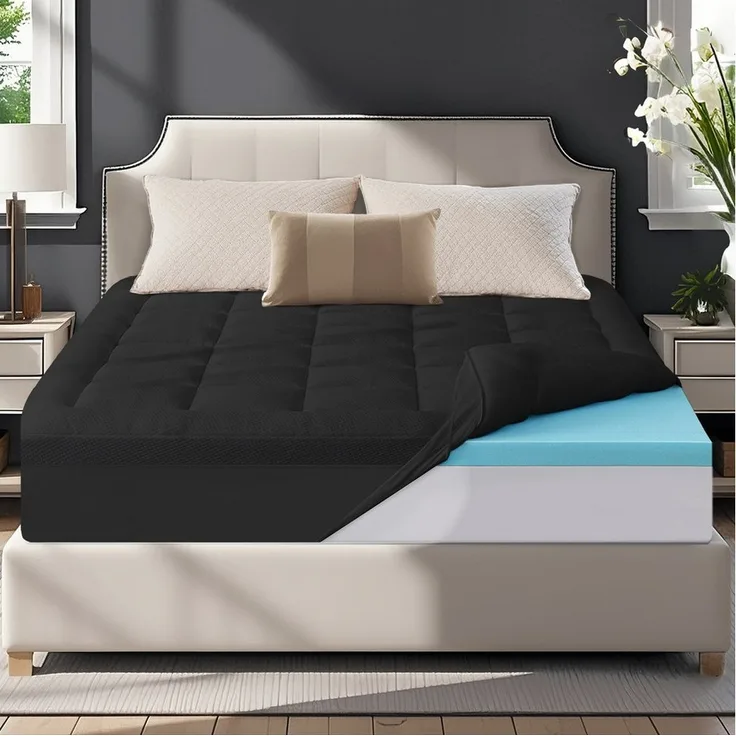 Elemuse, Topper Gel Schaum H3/H4 Topper mit Waschbar Bambusfaser Bezug, 7cm hoch, Komfortschaum, Druckverteilung, Atmungsaktiv