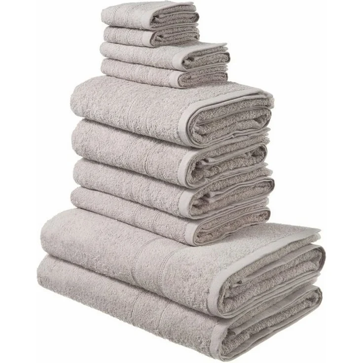 OTTO home Handtuch Set Inga, Duschtücher, Handtücher, Gästetücher, Seiftücher, Walkfrottee (10-St), Handtücher mit feiner Bordüre, 100% Baumwolle, einfarbig, weich – Bild 4