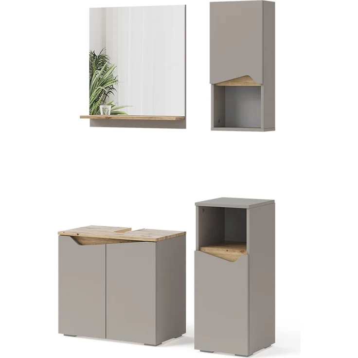 Badmöbel-Set Marelle Greige 4 Teile Vicco – Bild 1