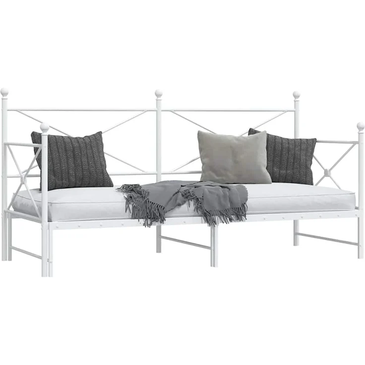 vidaXL Tagesbett Ausziehbar ohne Matratze Weiß 90x200 cm Stahl 4104689 – Bild 4