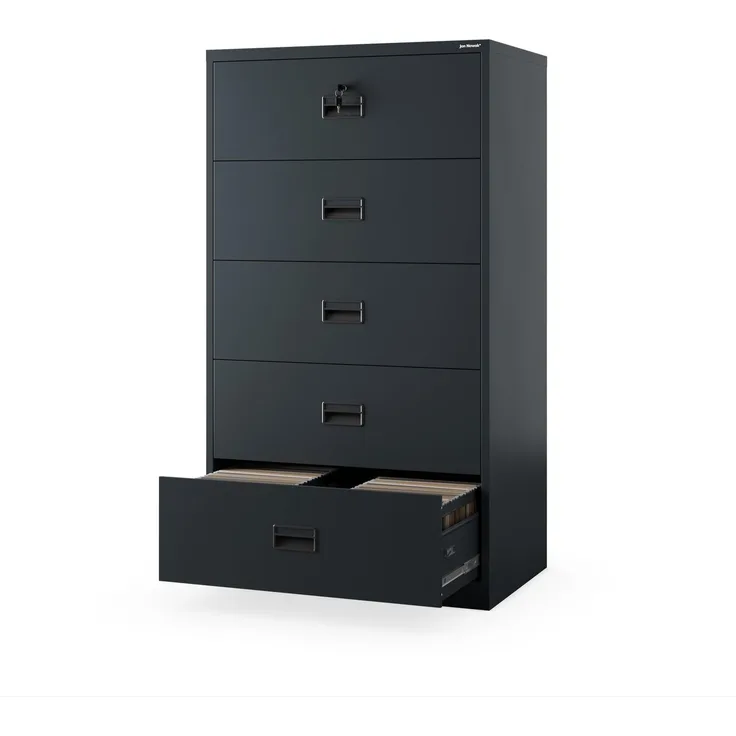 Jan Nowak Aktenschrank Metall abschließbar 162x90x60 cm mit 5 Schubladen | Vollauszug, Zentralverschluss, Kippschutz, Büro, Archiv, Homeoffice