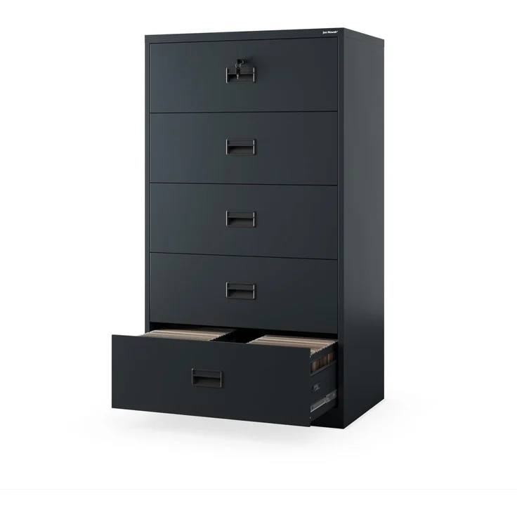 Jan Nowak Aktenschrank Metall abschließbar 162x90x60 cm mit 5 Schubladen | Vollauszug, Zentralverschluss, Kippschutz, Büro, Archiv, Homeoffice
