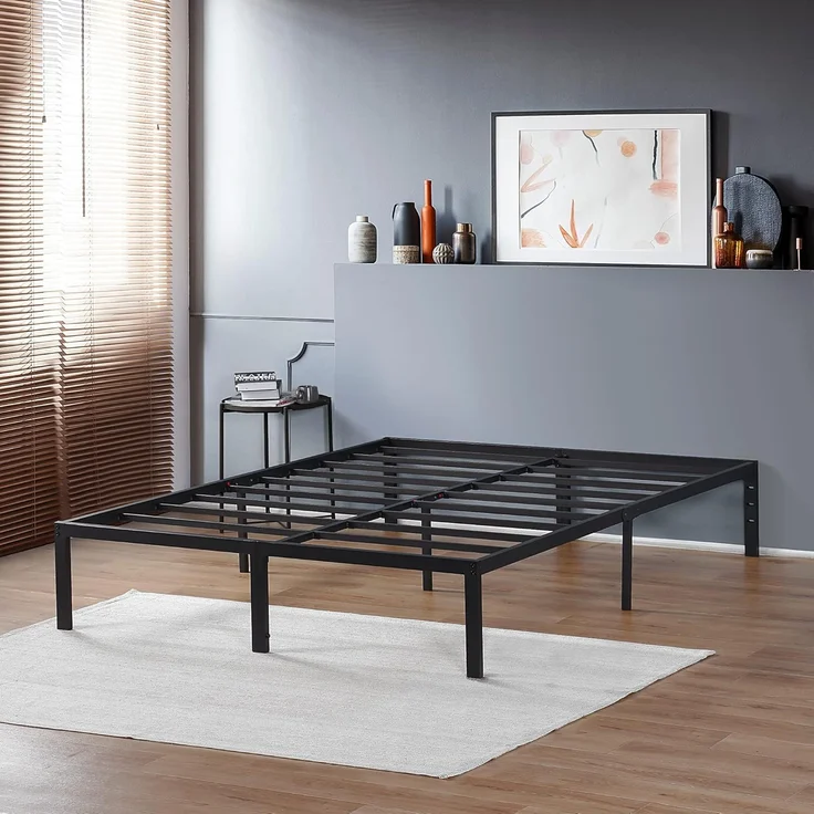 Olee sleep 45cm Stabiler Stahlbett / Stahl-Lattenrost / Anti-Rutsch-Unterstützung / Matratzenunterbau / Metallbett / Bettrahmen / Bett / 90x200 cm / Twin / Schwarz / Metall – Bild 4