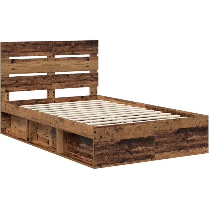 vidaXL Bettrahmen Altholz 120 x 190 cm Massives Kiefernholz 3411774 – Bild 3