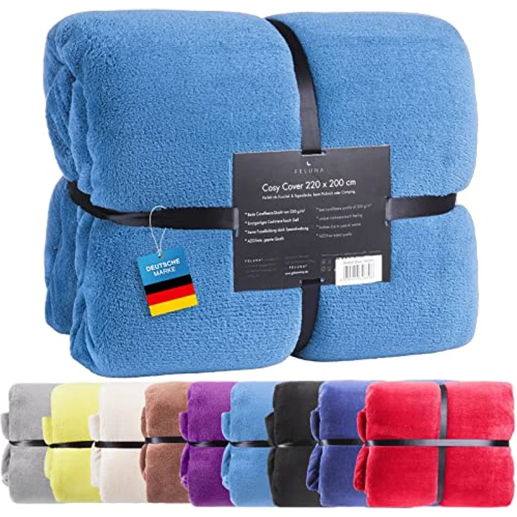 Wohndecke Kuscheldecke XXL, Feluna, Tagesdecke Kaschmir-Touch 220 x 200 cm – Bild 2