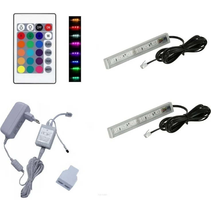 QLS LED Unterbauleuchte RGB 12V 2-8 Stück Weiß, LED fest integriert, Glasbodenbeleuchtung Lichtleiste Fernbedienung 16 Farben Dimmbar – Bild 4