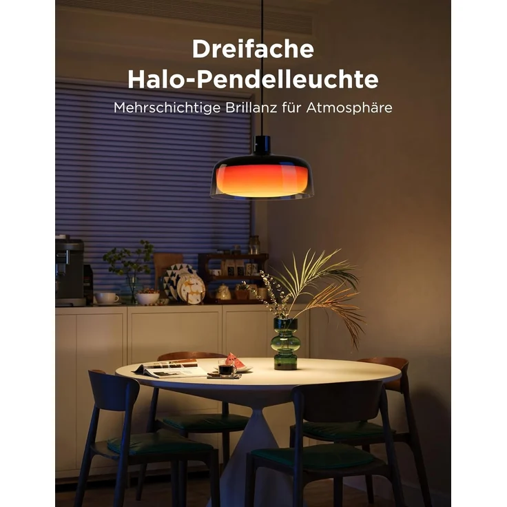 Govee Pendelleuchte, Smart RGBIC und Weißlicht-Hängelampe Esstisch, Drei Lichtringe Segmentierungskontrolle Pendant Light, Dimmable Esszimmerlampe Funktioniert mit Matter für Küche Esstisch – Bild 7