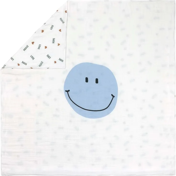 LÄSSIG Babydecke Wickeldecke Kuscheldecke kuschelig weich atmungsaktiv/Heavenly Soft Blanket Happy Rascals Smile