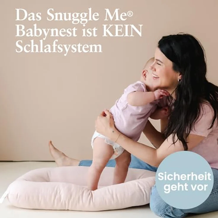 Snuggle Me® Babynest (0-9 Monate) - Premium Babynestchen Neugeborene, Bio-Baumwolle mit Faserfüllung, Ungepolsterte Mitte, die Umarmungen imitiert, 100% Maschinenwaschbar, Inkl. Reisetasche (Slate) – Bild 8