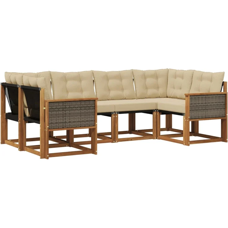 vidaXL Outdoor-Sofagarnitur 6 stk. 6-Sitzer Natur und Beige 3382173 – Bild 2
