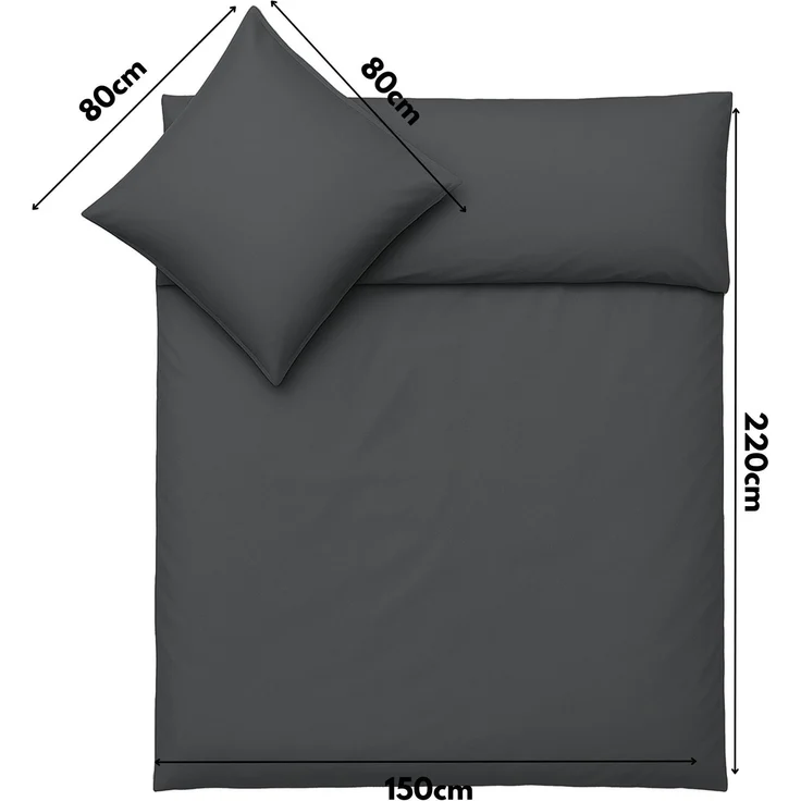 Julido Jersey Bettwäsche 155x220 80x80 Baumwolle Set Druckknopf weich Anthrazit – Bild 5