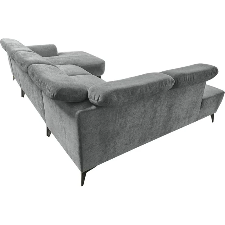 Wohnlandschaft Sofa U-Form ALETTE in Stoff Doha Dunkelgrau Lange Schenkel Links – Bild 4