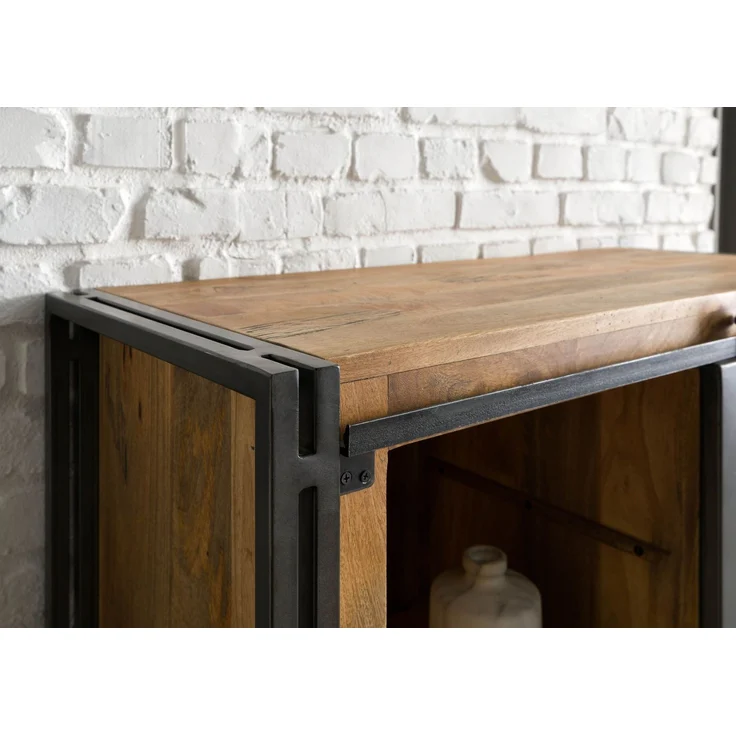Schrank Mango / Altholz 105x45x195 natur / grau lackiert / Metall grau BLACKBURN LUX #405 – Bild 7