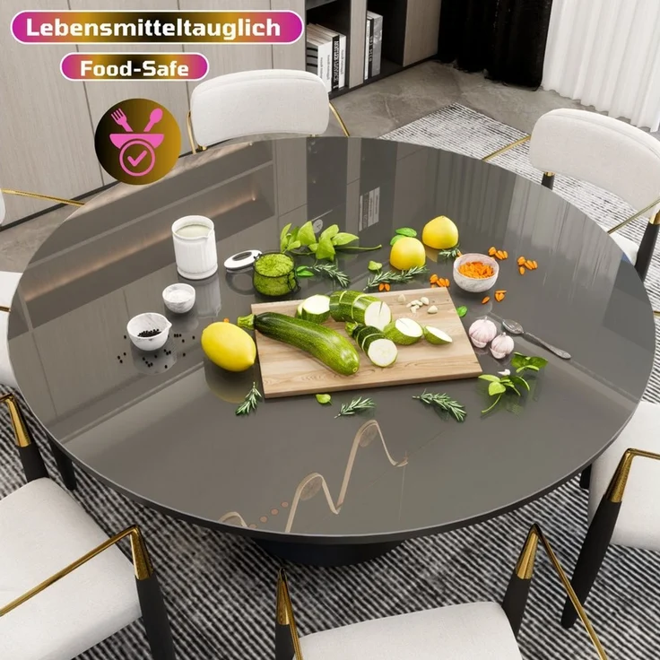 Blade Tischdecke Tischfolie Rund Transparente Glasklar 2 mm abgeschrägte Kante (Einzelartikel, Einzeln erhältlich), Kratzfest, geruchlos, REACH-konform, individuell zuschneidbar – Bild 2