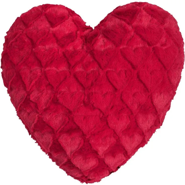 MAGMA Herzkissen FLUFFY HEARTS Plüschformkissen flauschig kuschelig Sofakissen - ca. 40 x 35 cm rot