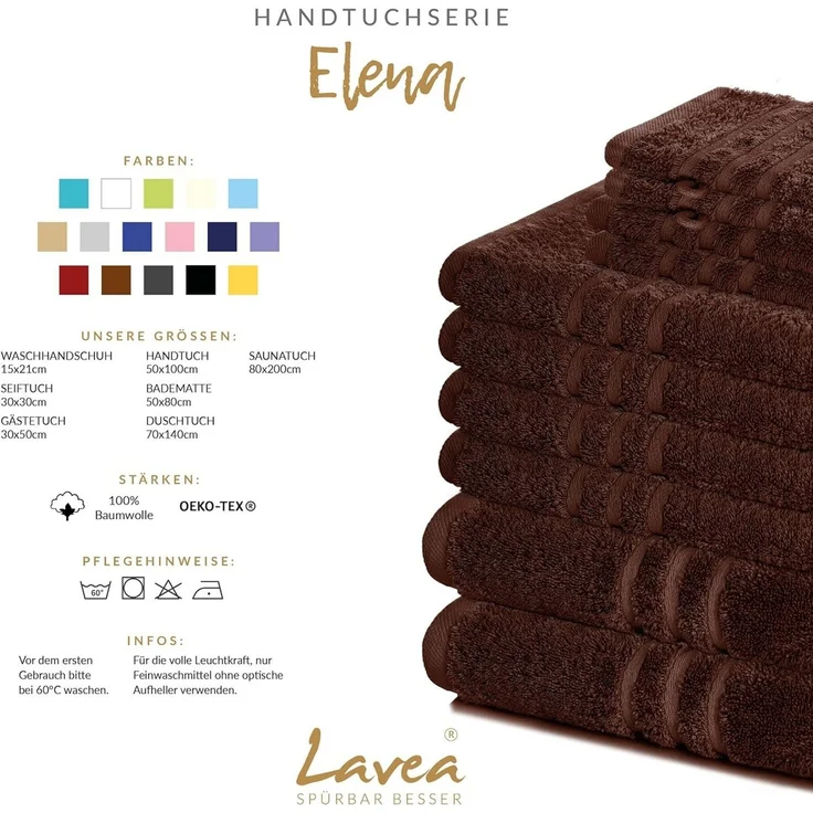 Lavea Handtücher 8er Handtuch Set 50x100 cm, Sporthandtuch, Badetuch, (Frottierserie Elena), Saugstarke & weiche Gästetücher, Handtuch Set – Bild 3