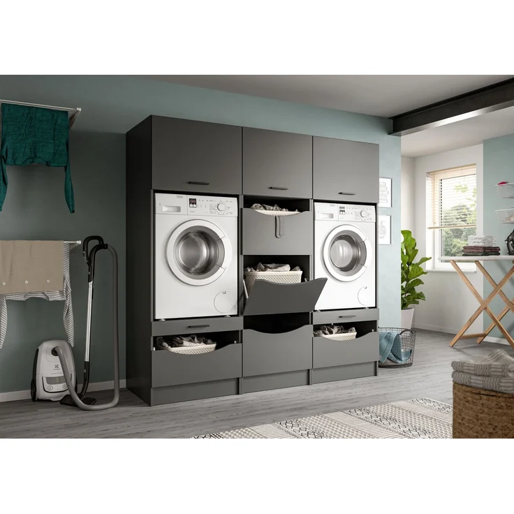 Waschmaschinenschrank (B/H/T: 66x195x68 cm) in anthrazit Nachbildung – Bild 6