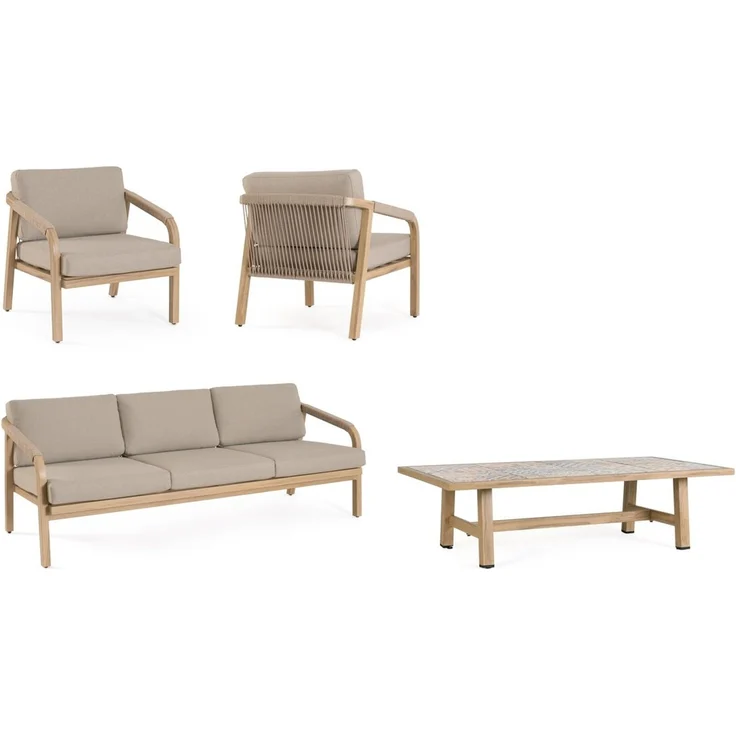 4er Garten-Set Aremilak - Aluminium Desert Sand, Olefin Taupe, Big – Bild 4