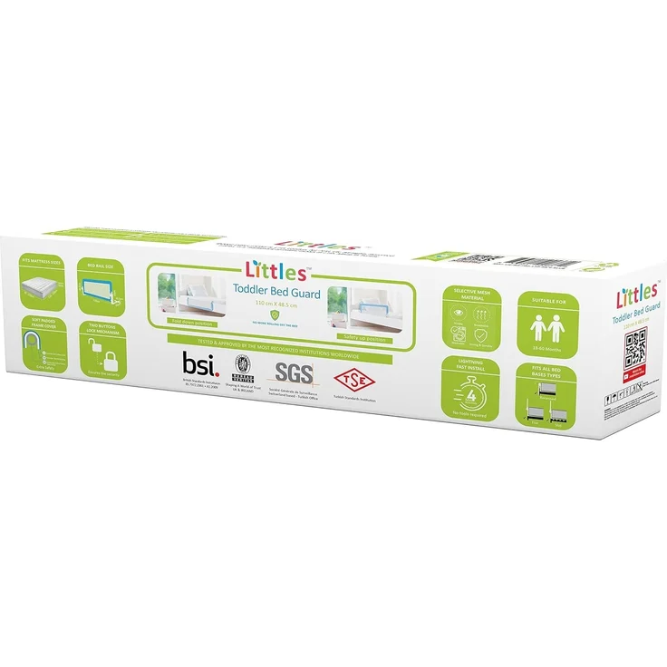 Littles bettgitter bettschutzgitter für Kinder und Baby. Faltbar/klappbar. 110x48.5 cm, Grau