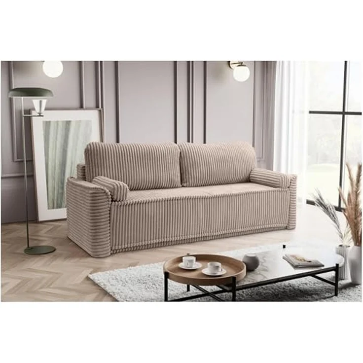 Schlafsofa (B/H/T: 225x96x93 cm) in Grau-Beige – Bild 2